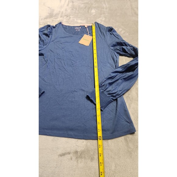 Boden Women's Size 8 Denim Blue Smocked Cuff Supersoft Top NWT - Picture 6 of 8